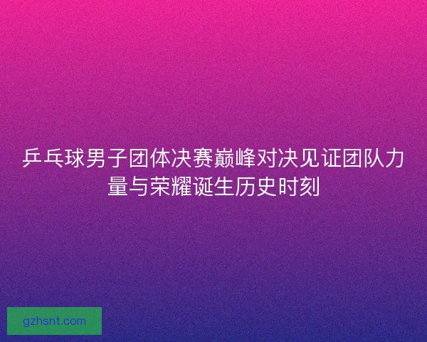乒乓球男子团体决赛巅峰对决见证团队力量与荣耀诞生历史时刻