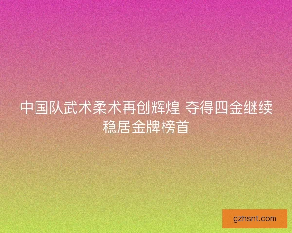 中国队武术柔术再创辉煌 夺得四金继续稳居金牌榜首