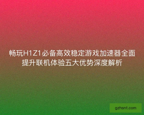 畅玩H1Z1必备高效稳定游戏加速器全面提升联机体验五大优势深度解析